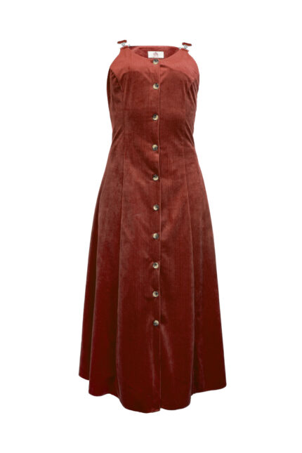 Casual Corduroy Dress Burnt Sienna