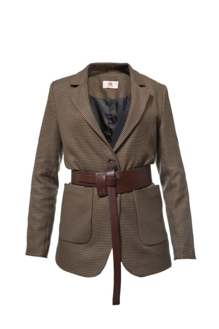 Plaid Ladies Jacket Houndstooth Brown