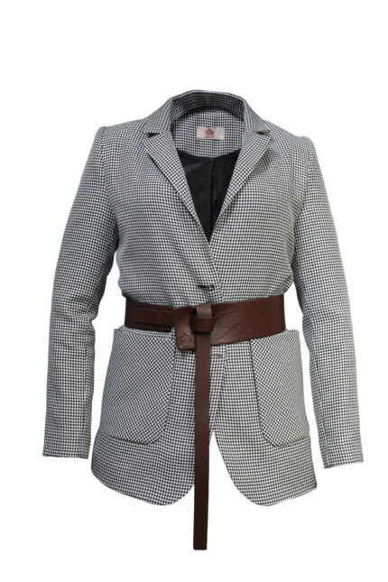 Plaid Ladies Jacket Houndstooth Black and White
